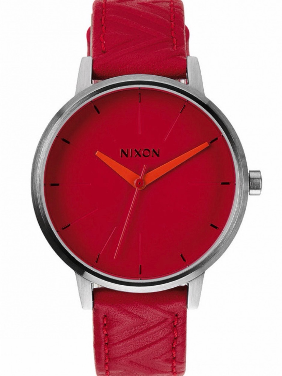 Nixon Red Dial Watch With Orange Hands